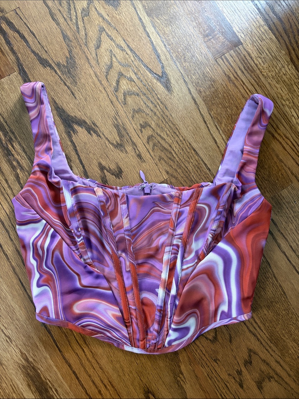 House of CB Ninetta Purple Swirl Print Mesh Corset Sz M - Picture 6 of 11